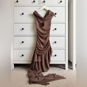 FERNANDA HIGH LOW DRESS IN BROWN
NBD